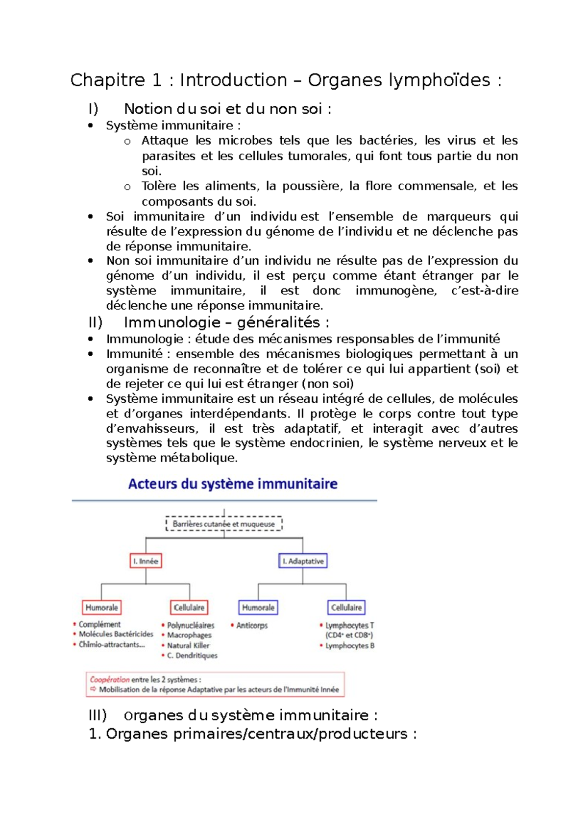 Chapitre 1 D'immunologie Complet - Immunologie - UM6SS - Studocu