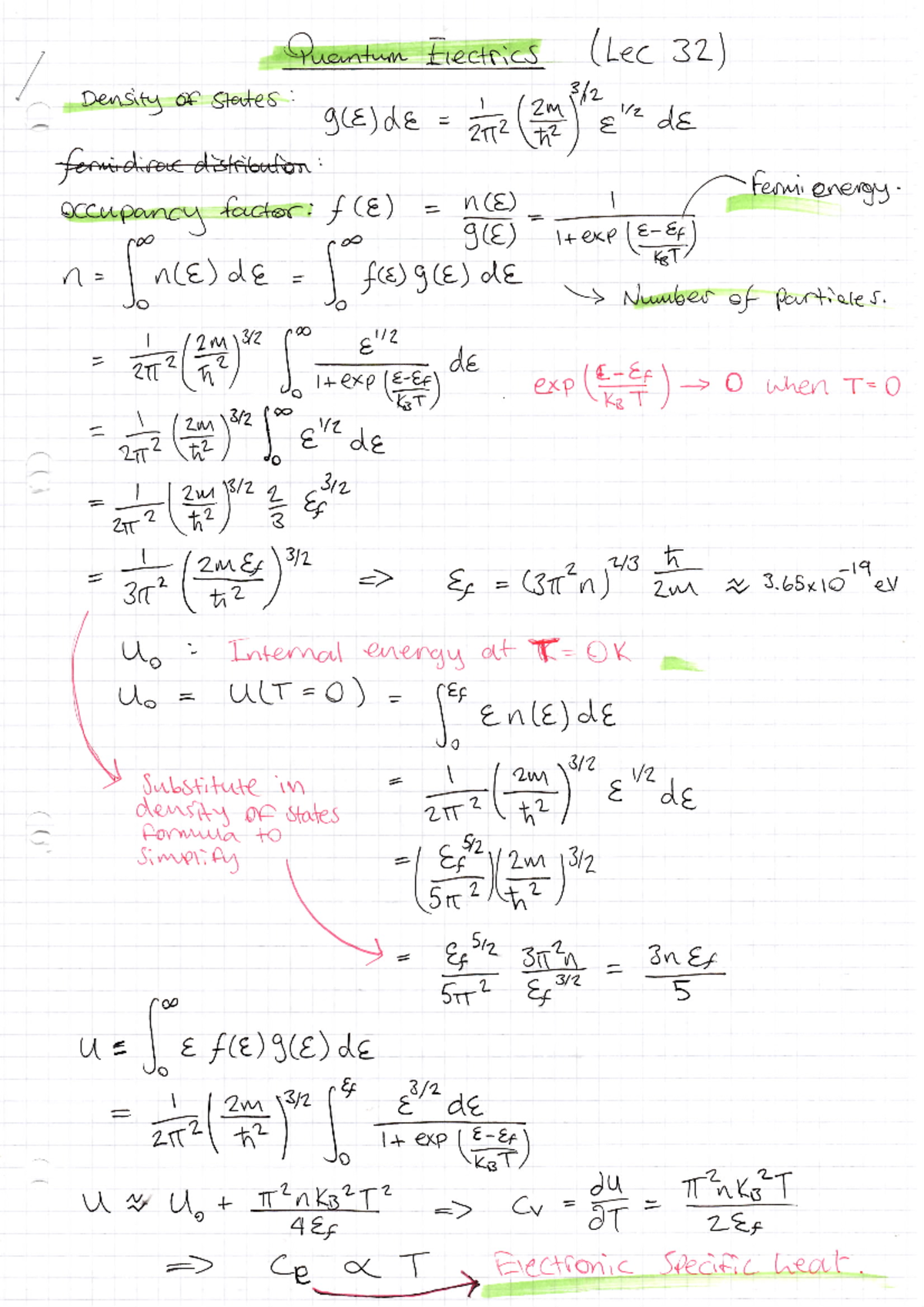 Statistical Mechanics and Solid State Physics Written Notes Part D ...