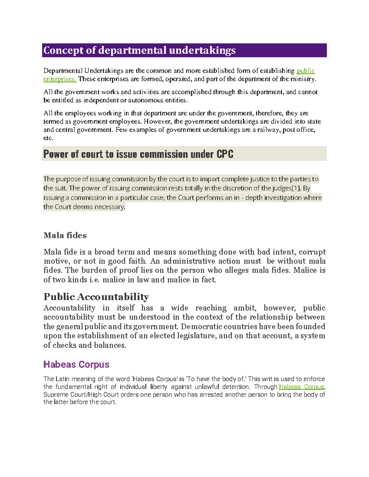 3m admin law - Hi use this - Concept of departmental undertakings ...