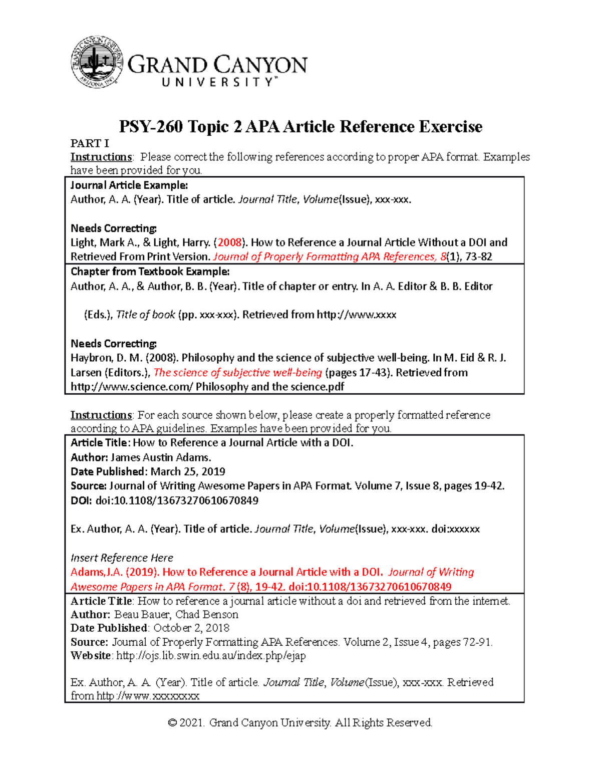 PSY 260 RS T2 APAexercise - PSY-260 Topic 2 APA Article Reference ...