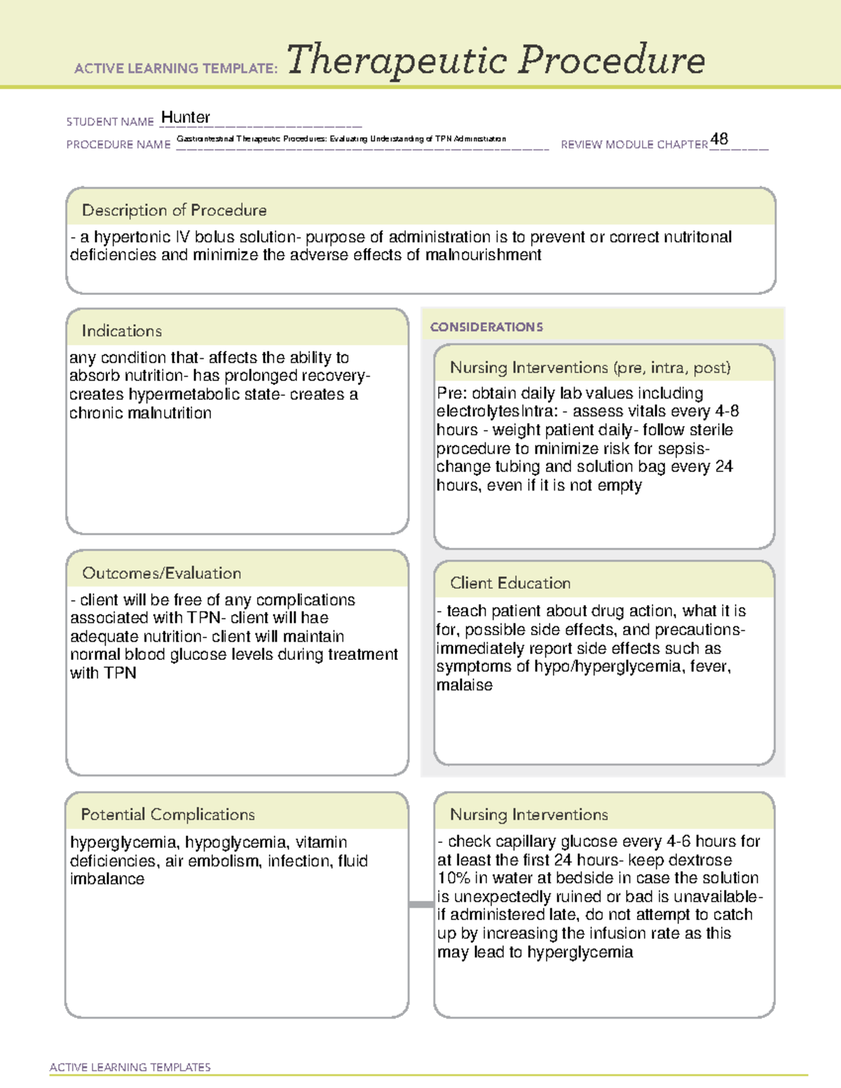 Gastrointestinal Therapeutic Procedures Evaluating Understanding of TPN ...