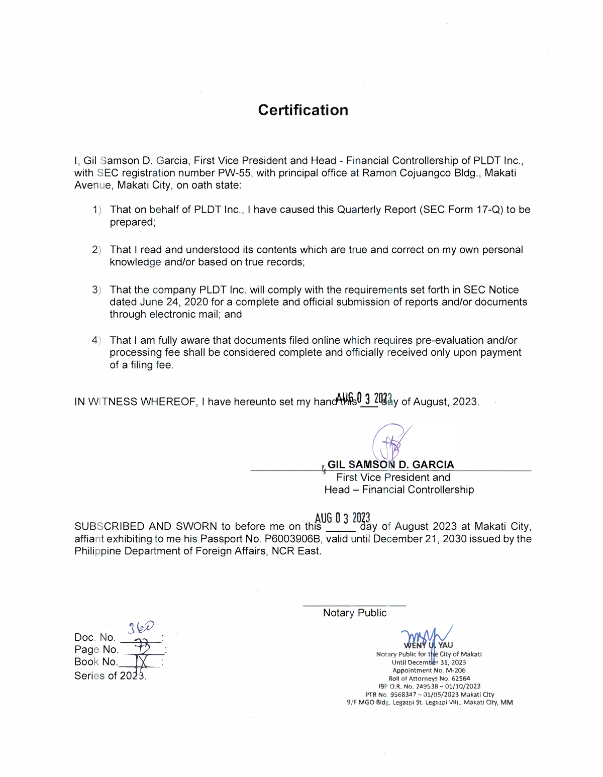 PLDT 1H2023 MDA - Sample Financial Disclosure of a publicly listed ...