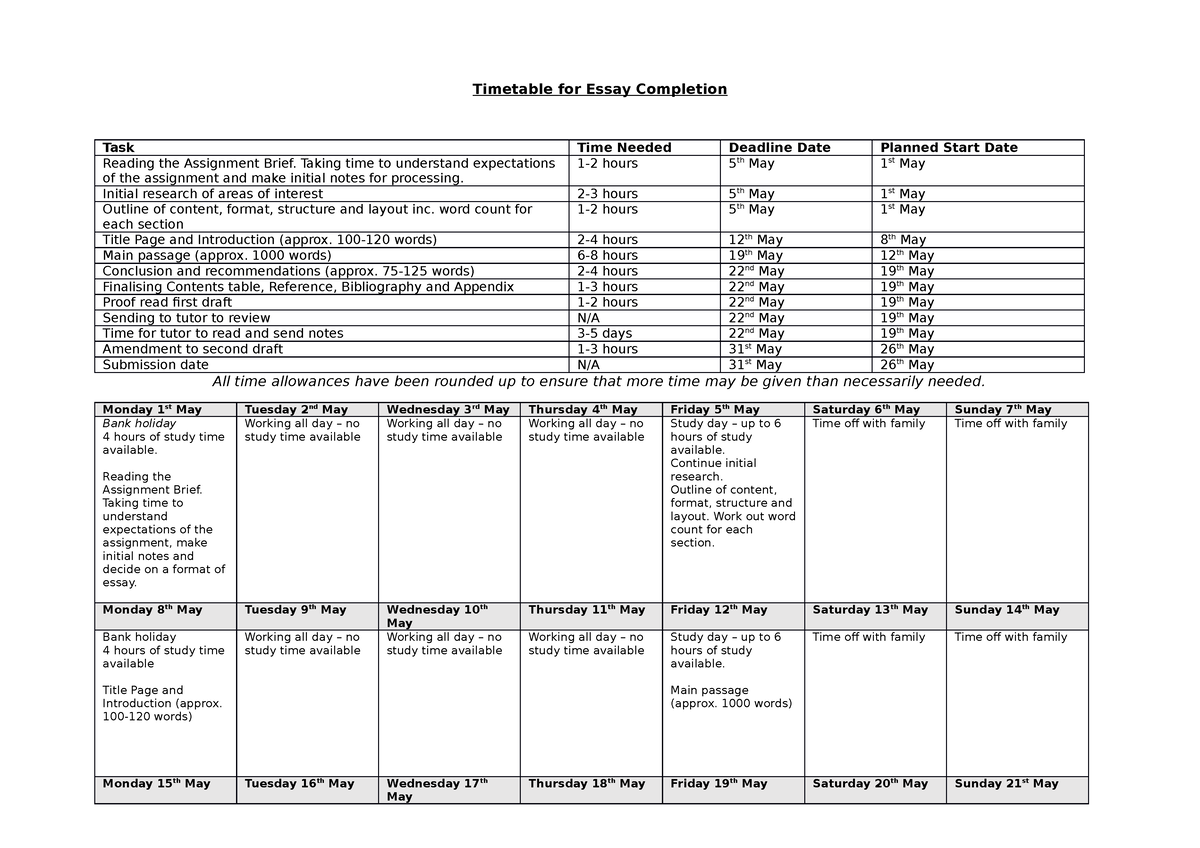 school timetable essay