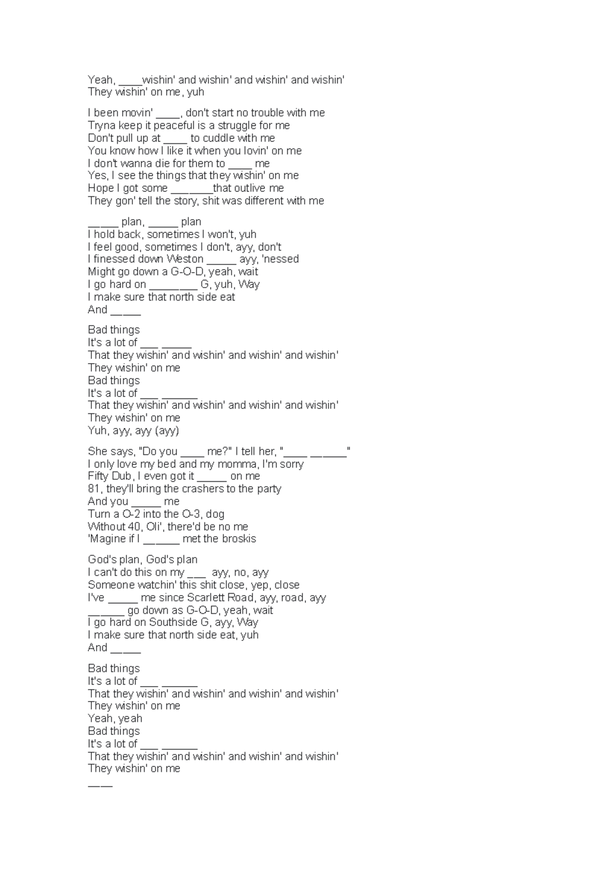 Lyrics For Gods Plan - bzfk0da