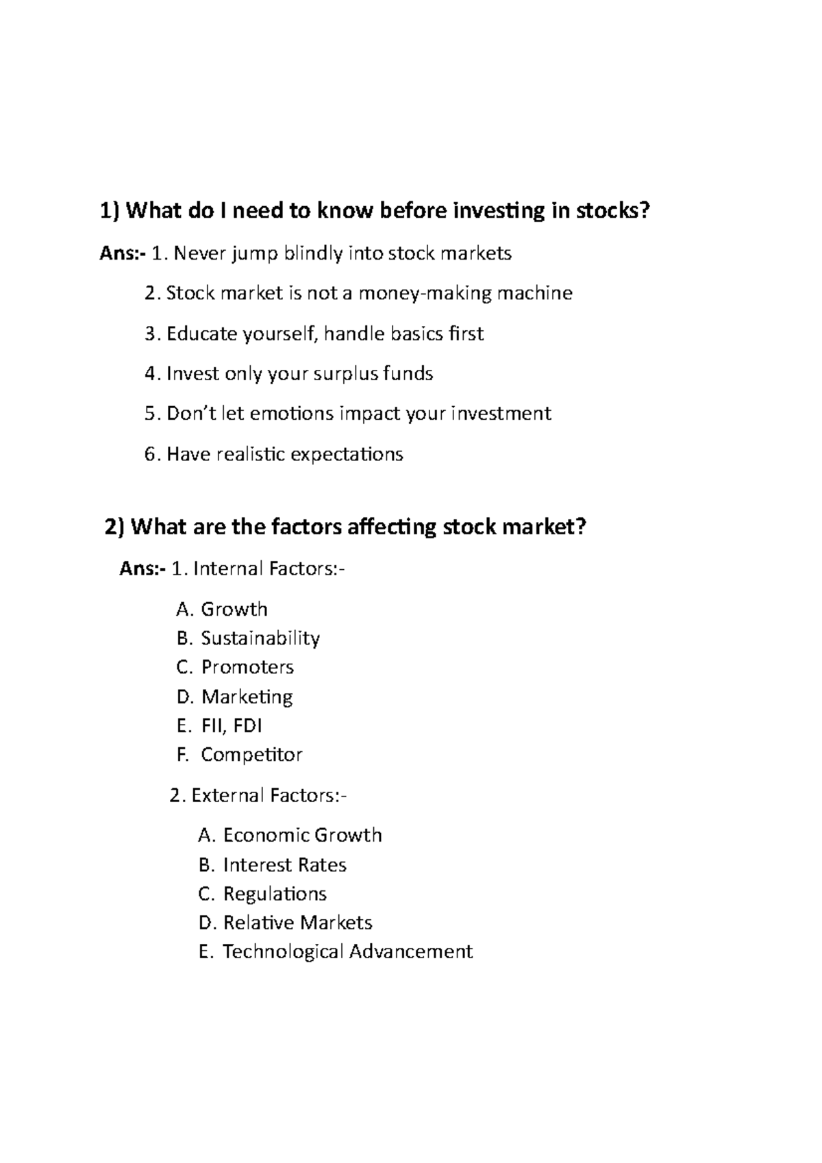 Stock basics - 1) What do I need to know before inves琀椀ng in stocks ...