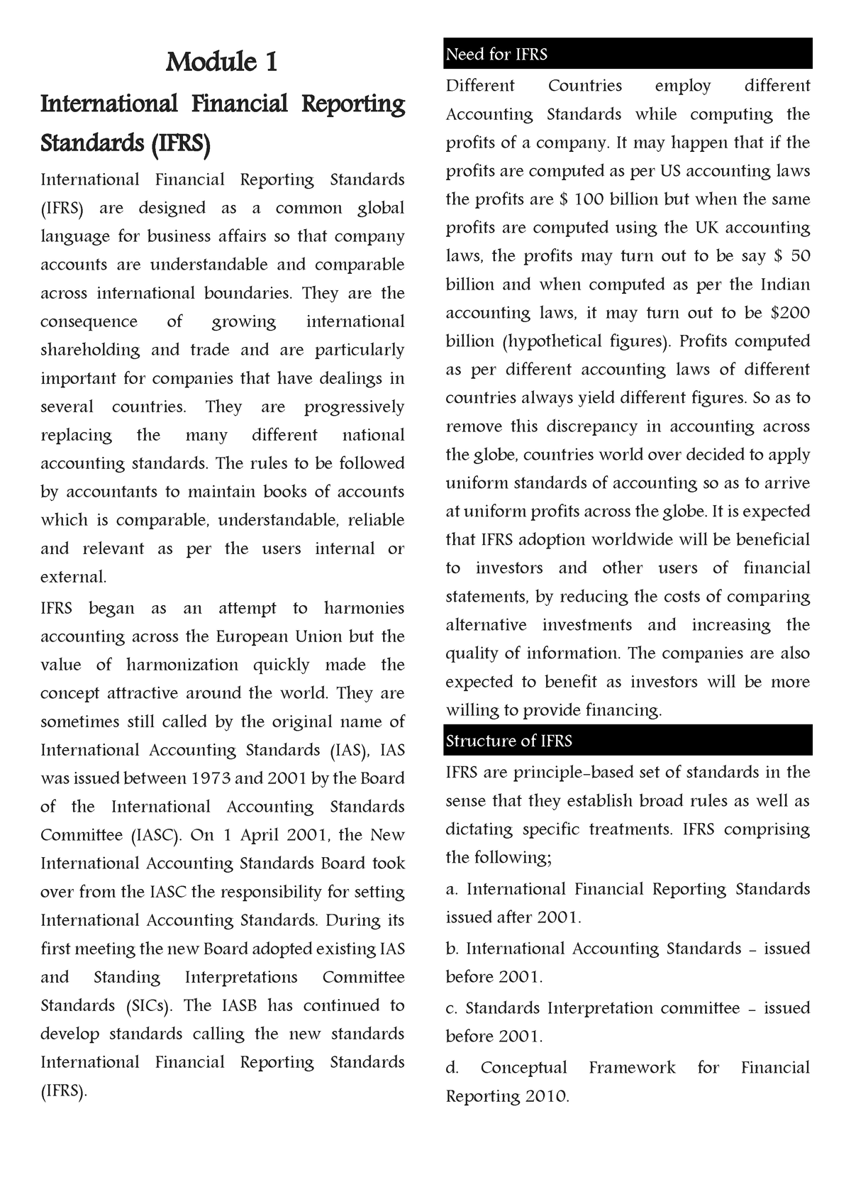 Module 1 International Financial Reporting Standards - Module 1 ...