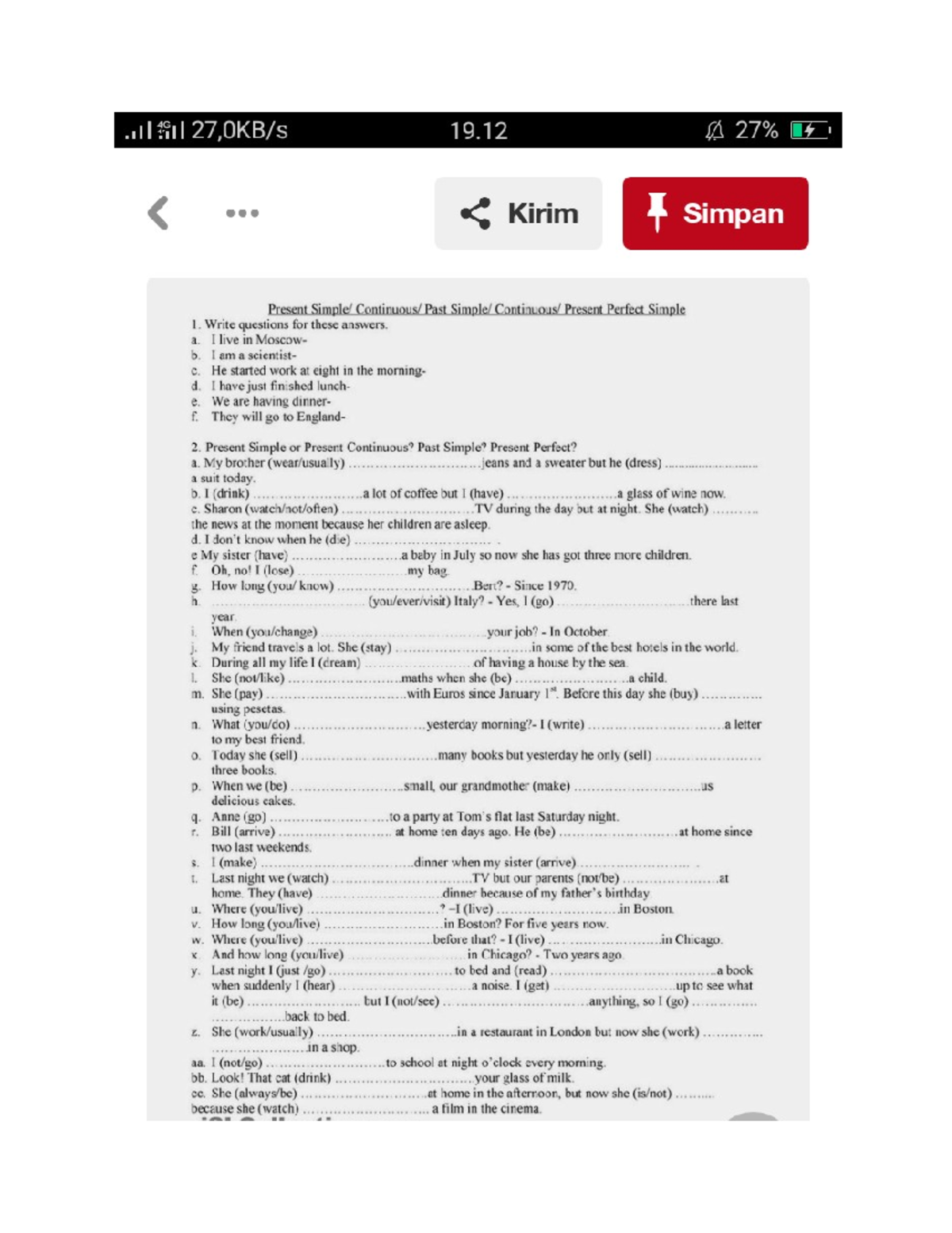 Englisch übungen Tenses Mix Mix tenses - English Teaching Methods - Studocu