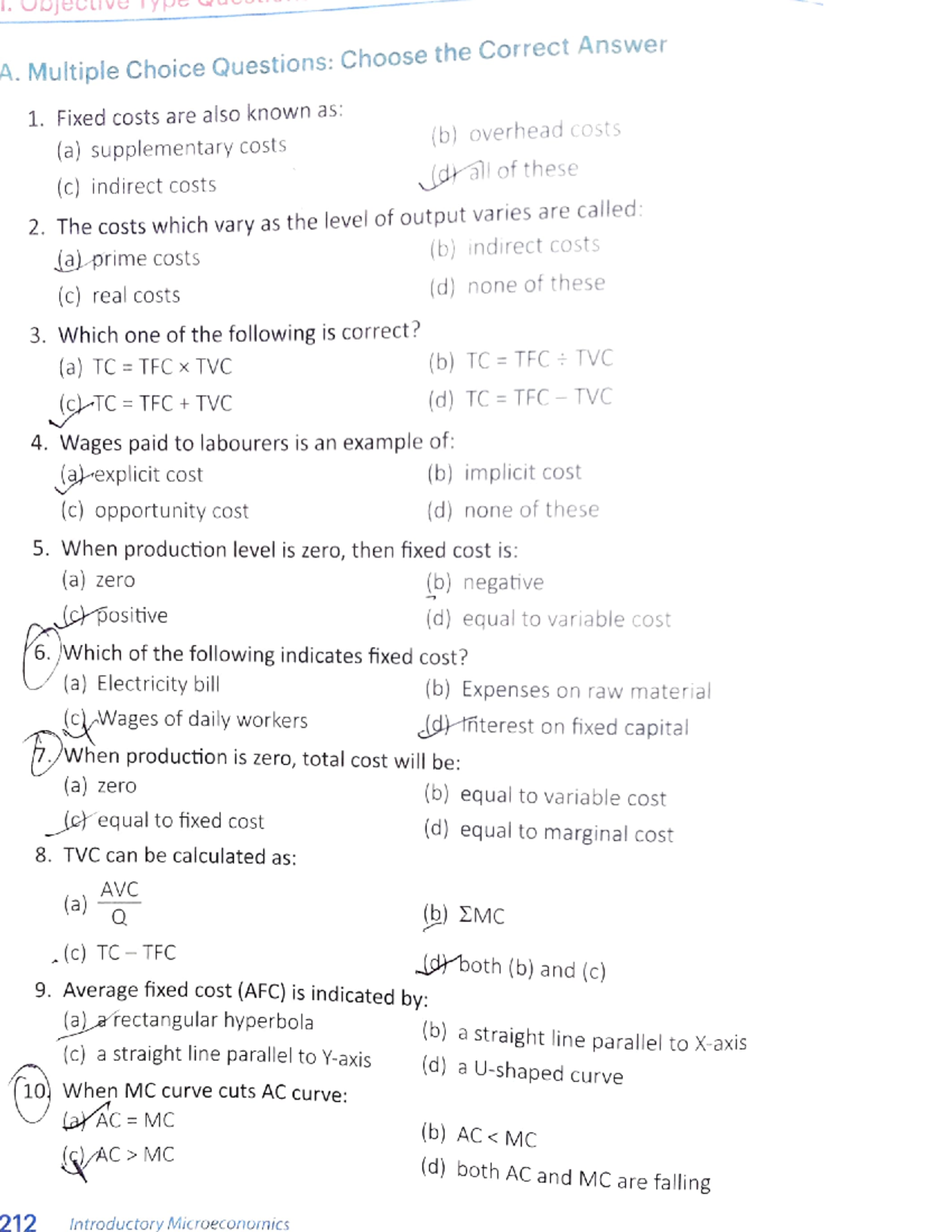 Mcqs of cost Best for practice . ODjCL A. Multiple Choice Questions