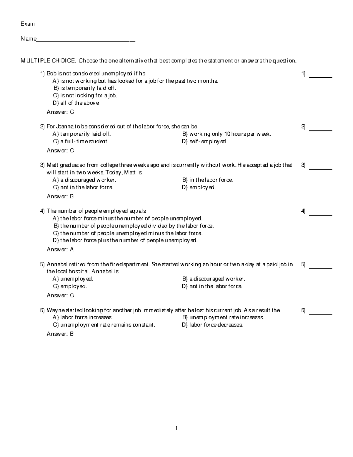 Untitled 7 - M/C with answers - Exam Name ...