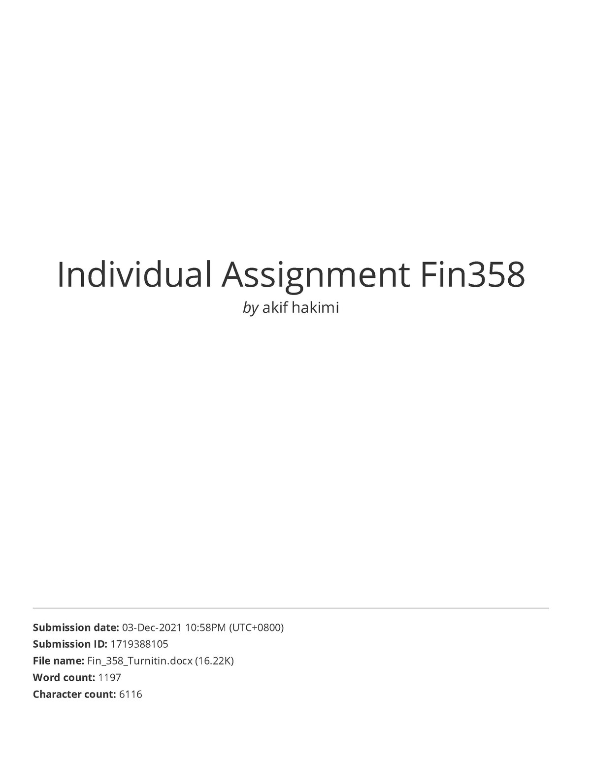 individual assignment fin358