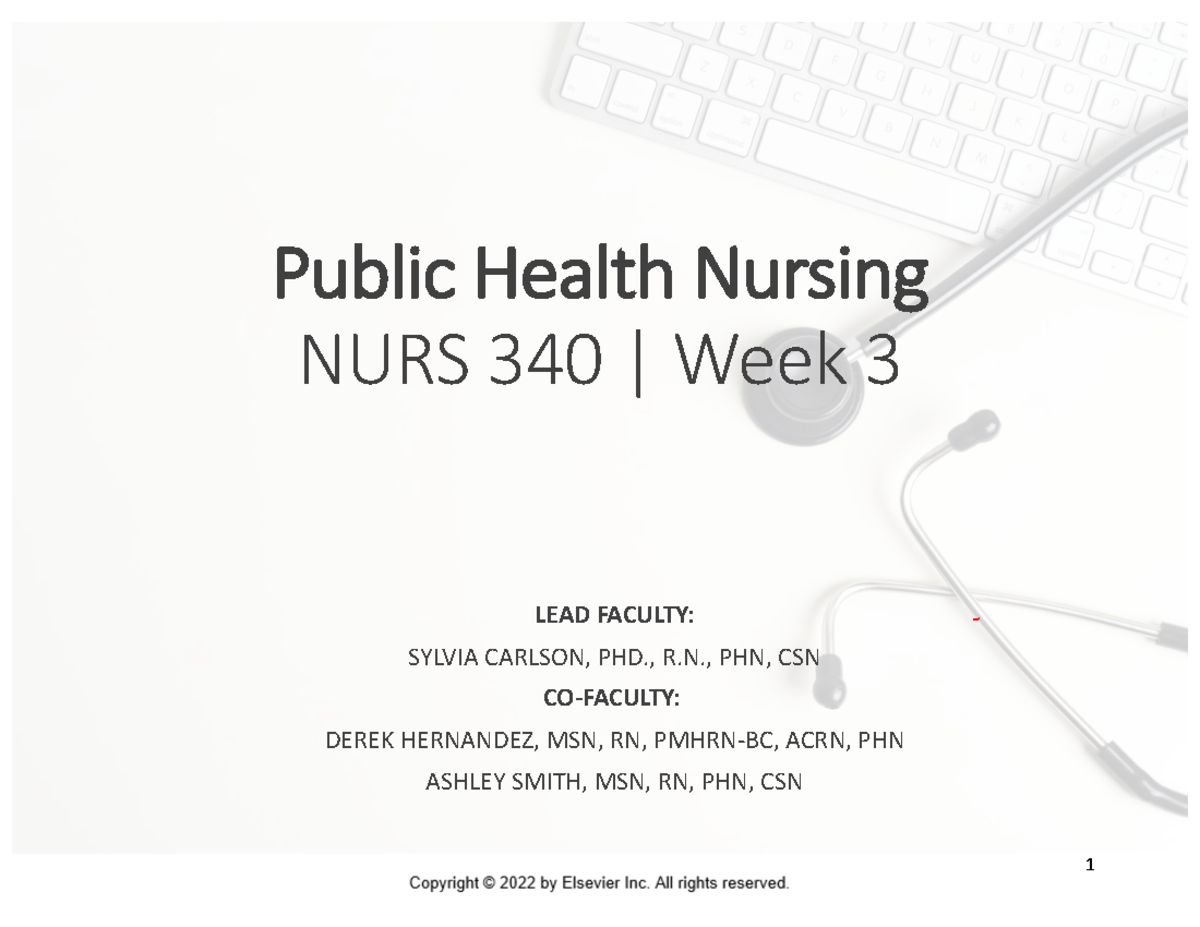 N340 Week 3 - notes - Public Health Nursing NURS 340 | Week 3 LEAD ...