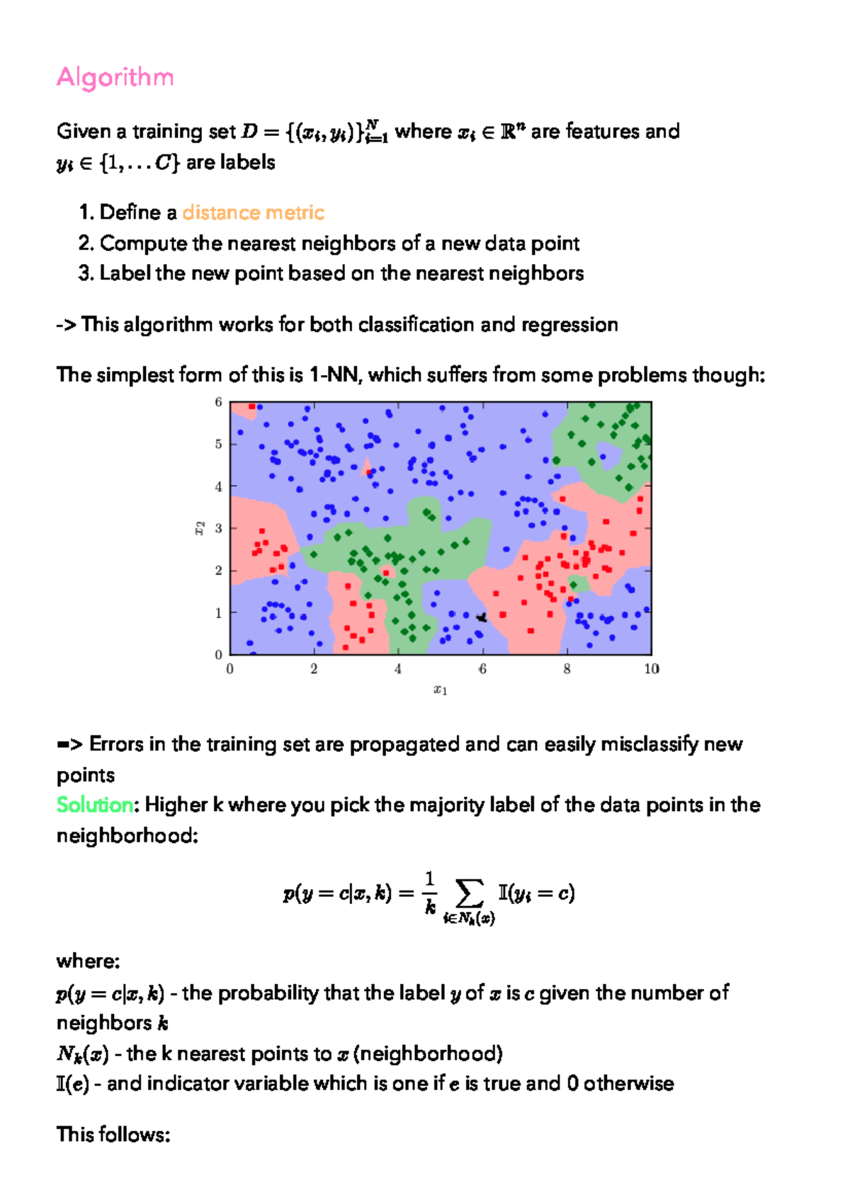 K-Nearest Neighbors Algorithm - Algorithm Given A Training Set Where ...