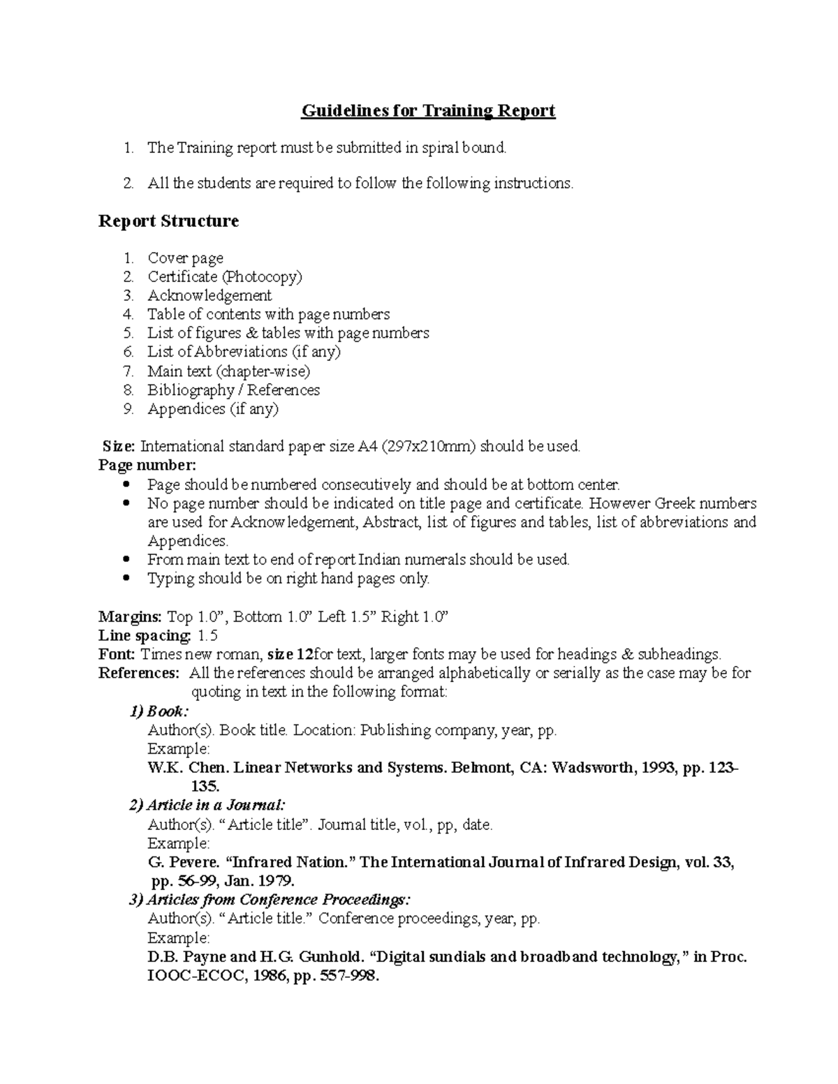 Training Report Guidelines - Guidelines for Training Report The ...