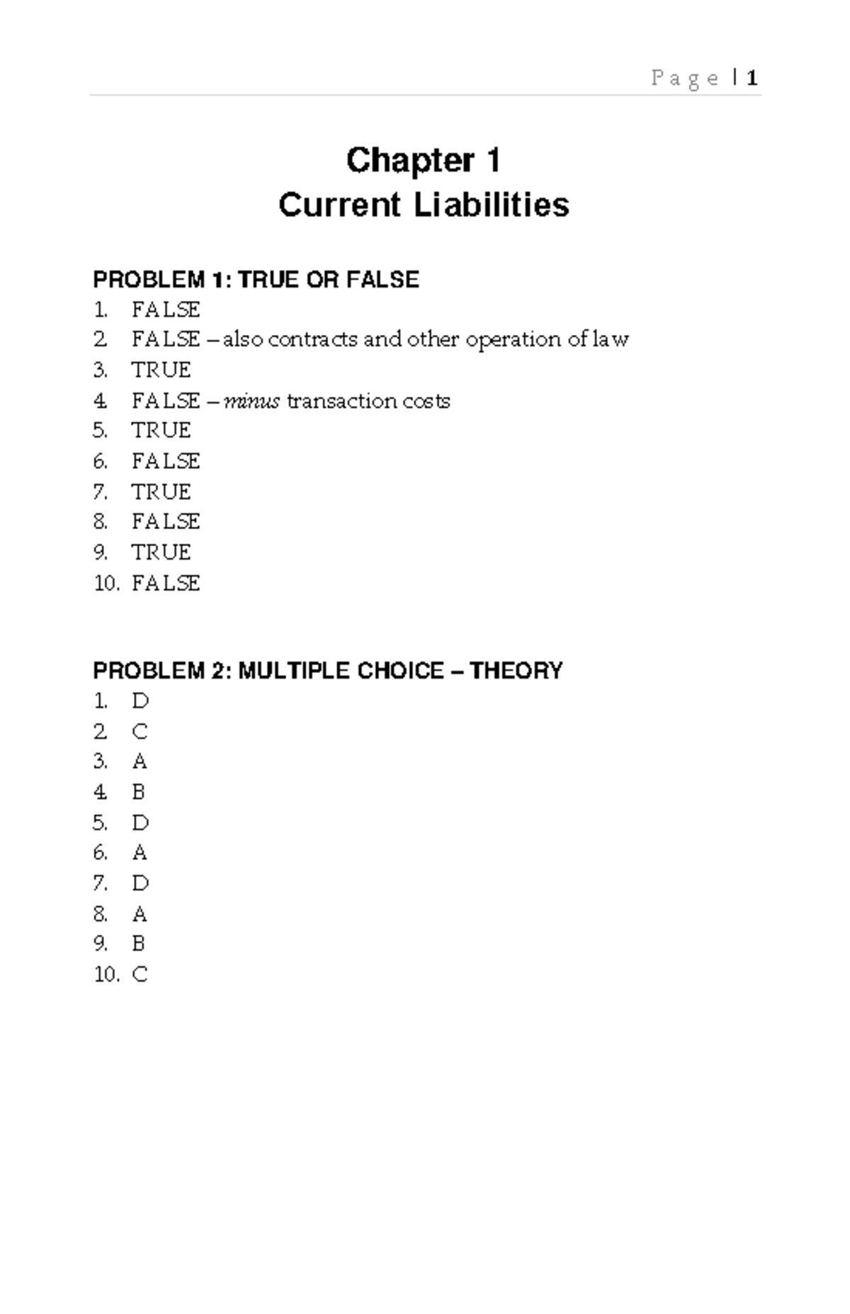 Solman Millan - hi hllo - Chapter 1 Current Liabilities PROBLEM 1: TRUE ...