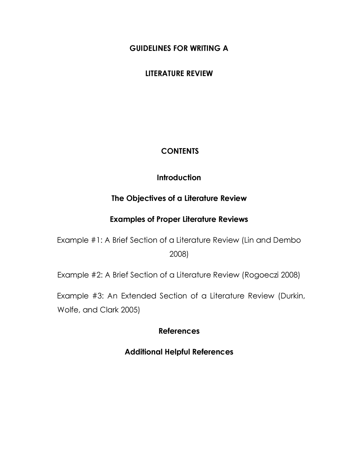 Writing A Literature Review GUIDELINES FOR WRITING A LITERATURE 