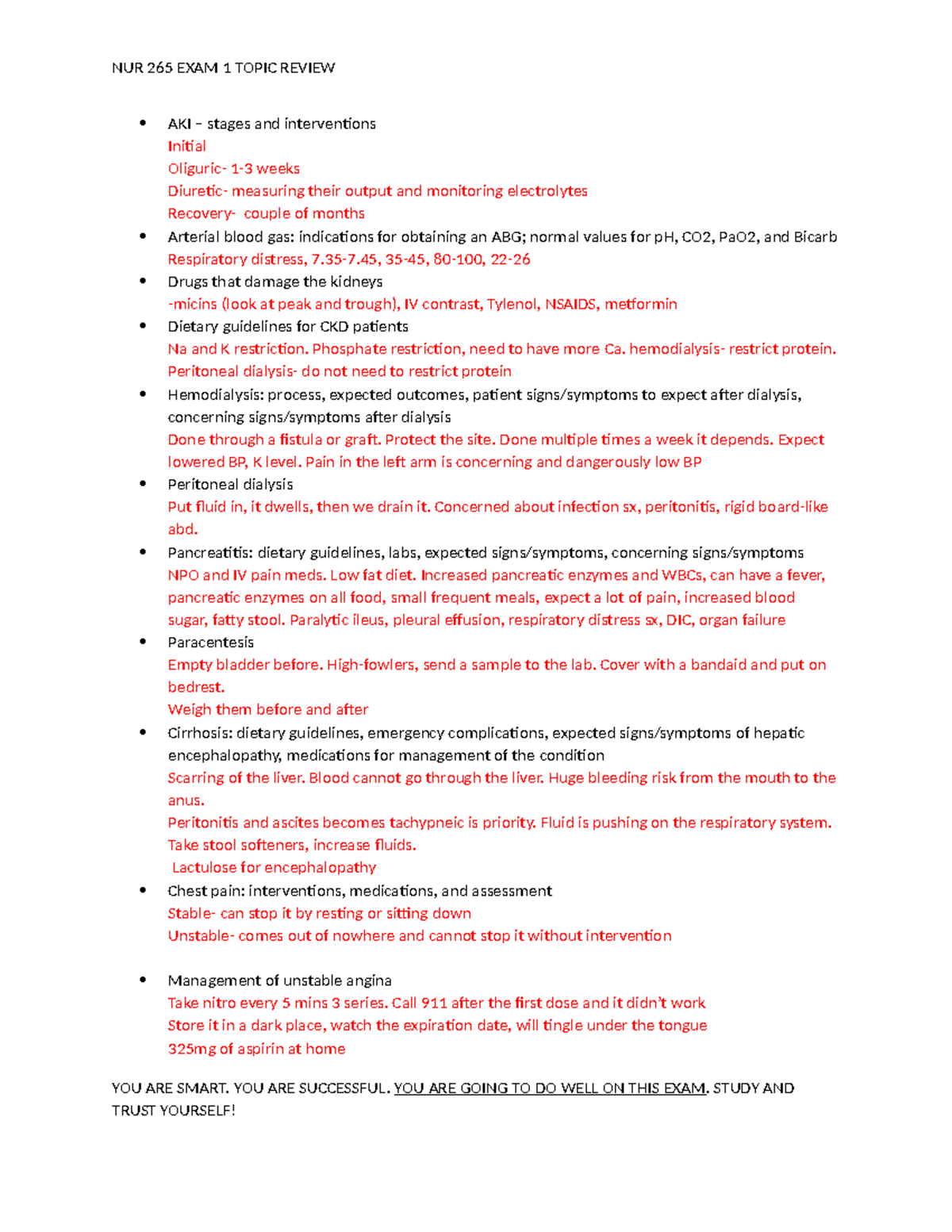 NUR265Summer 2024Unit1Exam Enrichment - NUR 265 EXAM 1 TOPIC REVIEW AKI ...