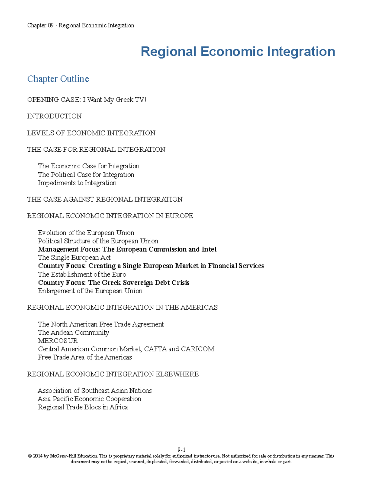Chapter 9 Summary - Regional Economic Integration Chapter Outline ...