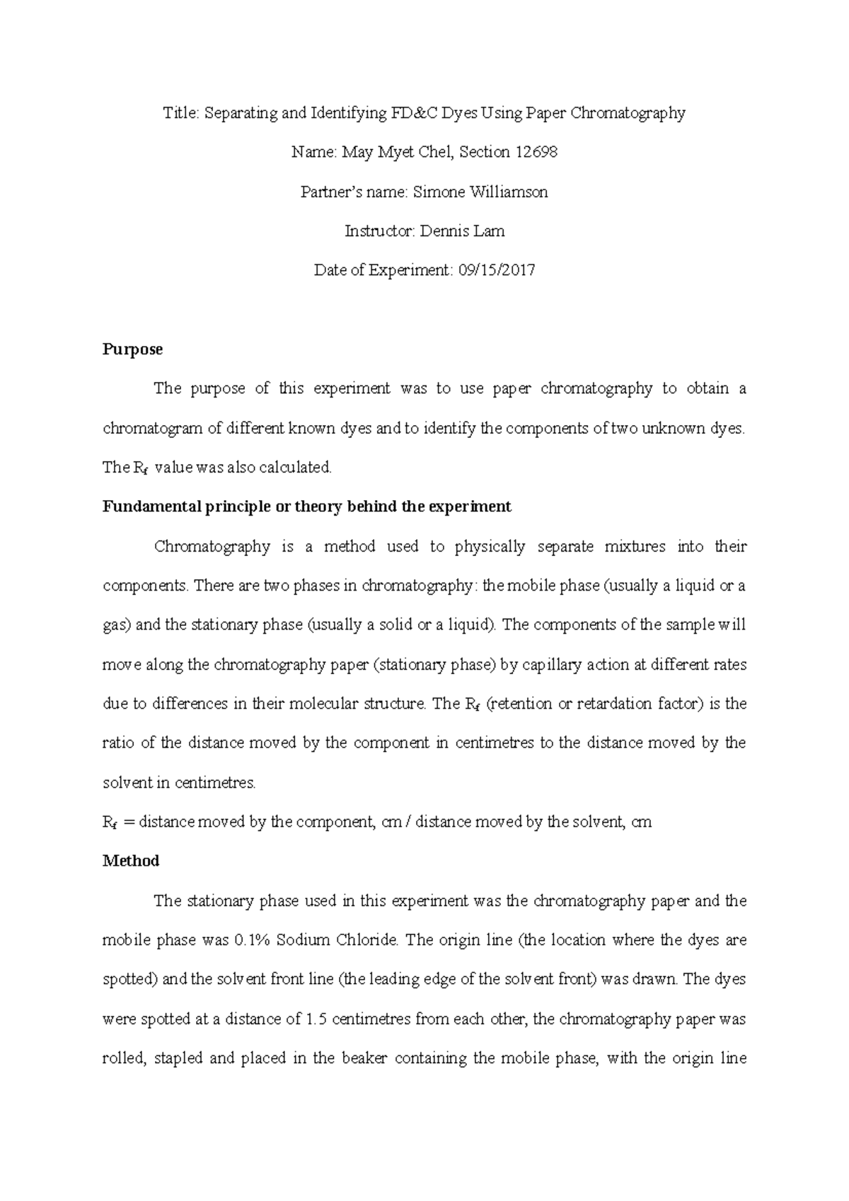 Paper chromatography - The Rf value was also calculated. Fundamental ...