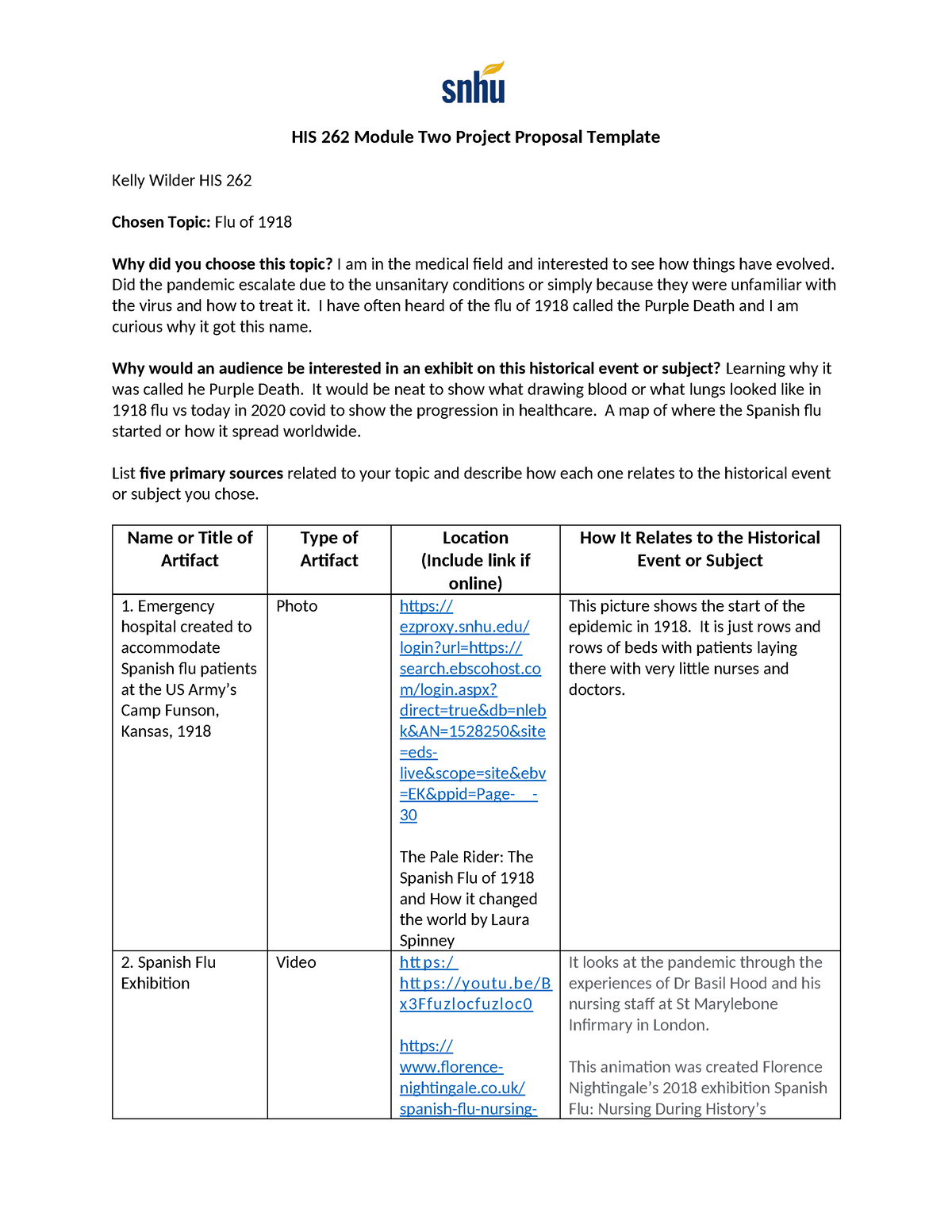 Week 2 His 262 Project Proposal - HIS 262 Module Two Project Proposal ...