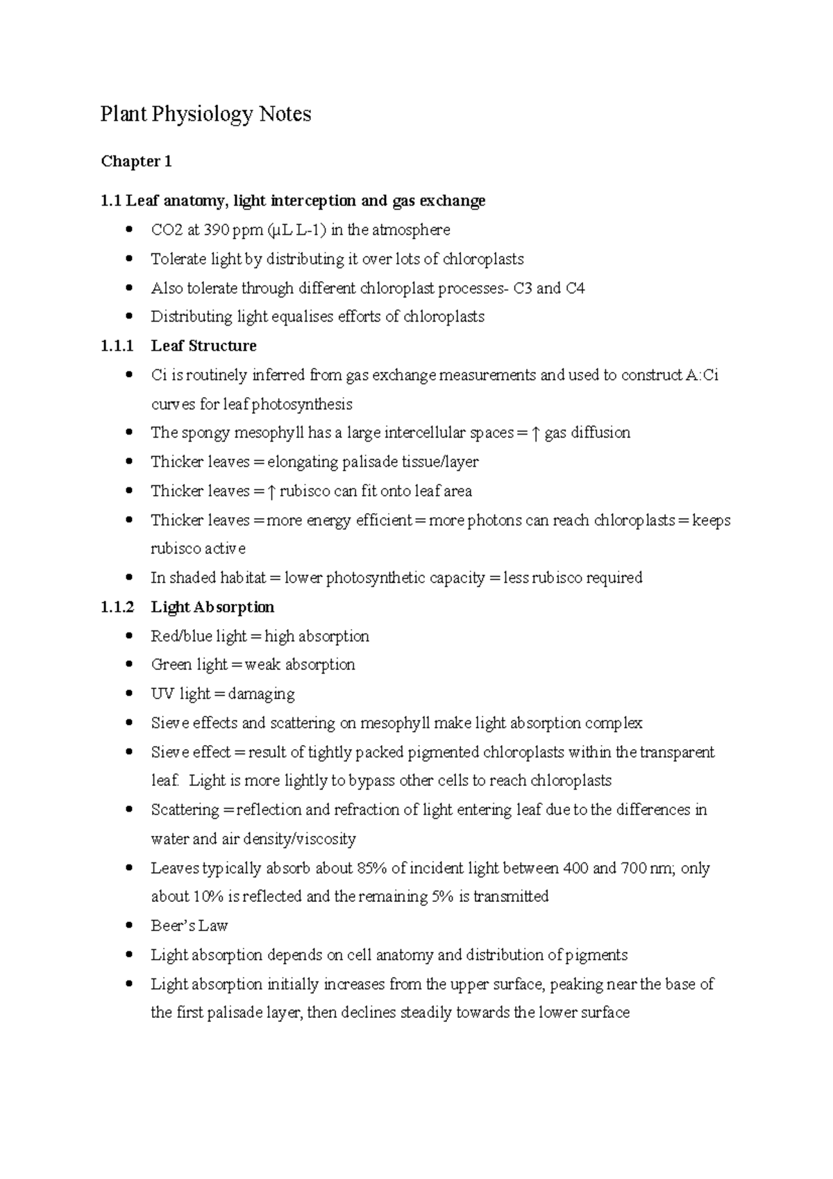 Plant Physiology Notes Module 1 - Plant Physiology Notes Chapter 1 1 ...