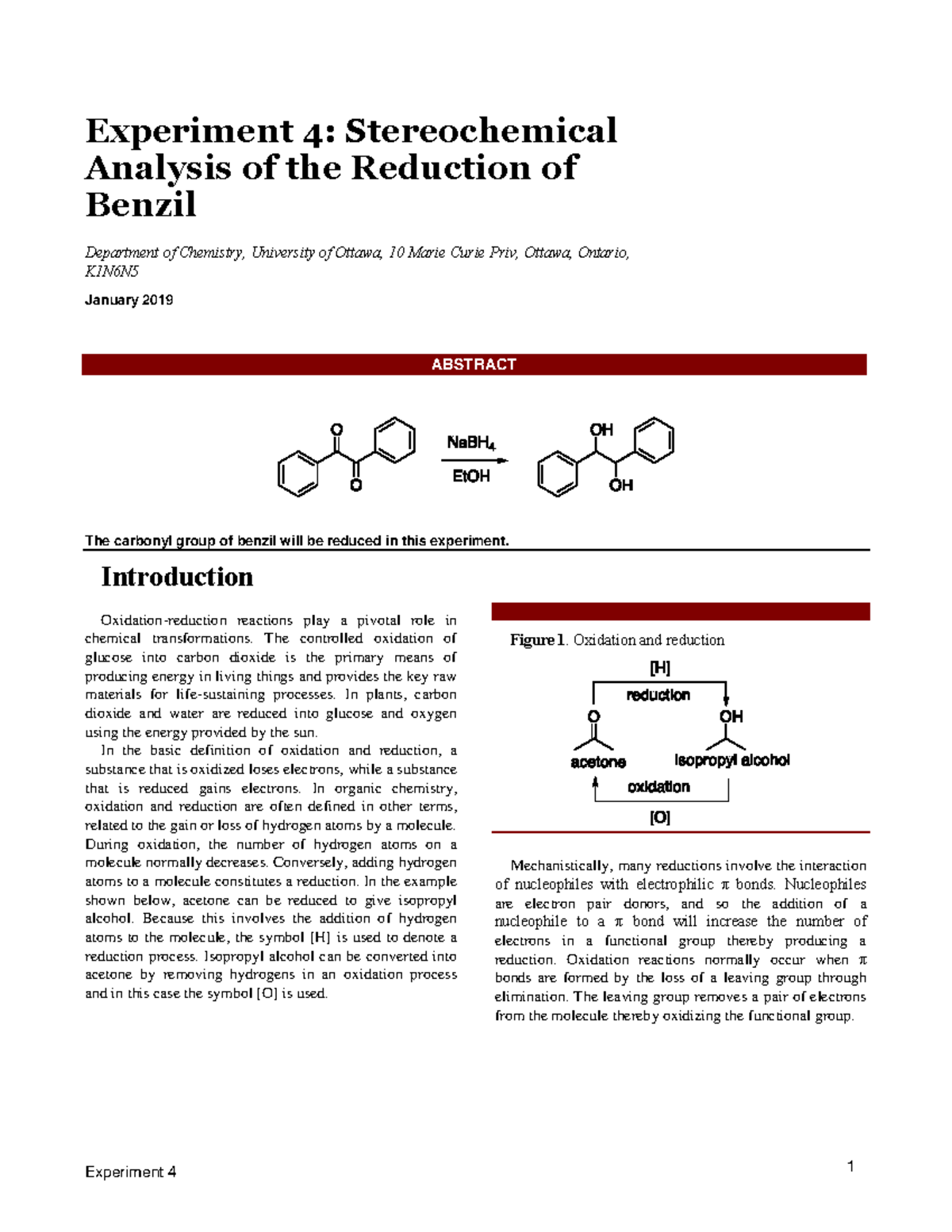 Exp+4 EN final 2019 - Experiment 4: Stereochemical Analysis of the ...