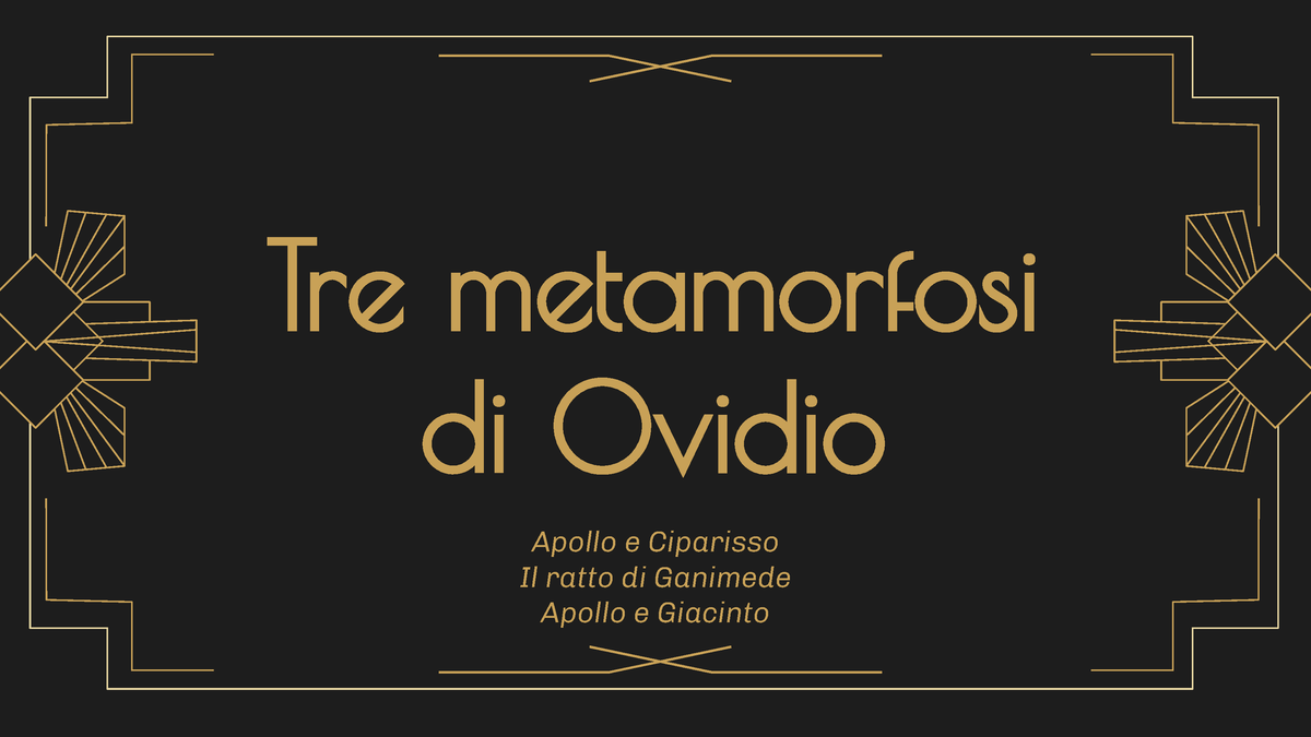 Ovidio Metamorfosi - Tre metamorfosi di Ovidio Apollo e Ciparisso Il ratto  di Ganimede Apollo e - Studocu