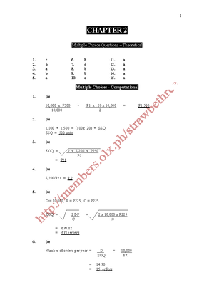 Cost Acctg Chapter 10 - CHAPTER 10 Answers To Multiple Choice ...