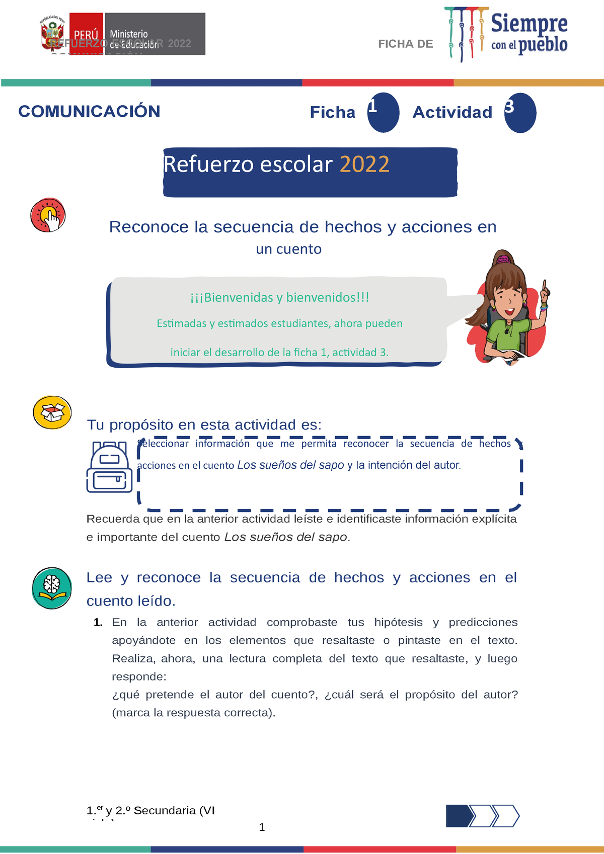 Ficha 3 Camila - 1 Refuerzo Escolar 2022 Seleccionar Información Que Me ...