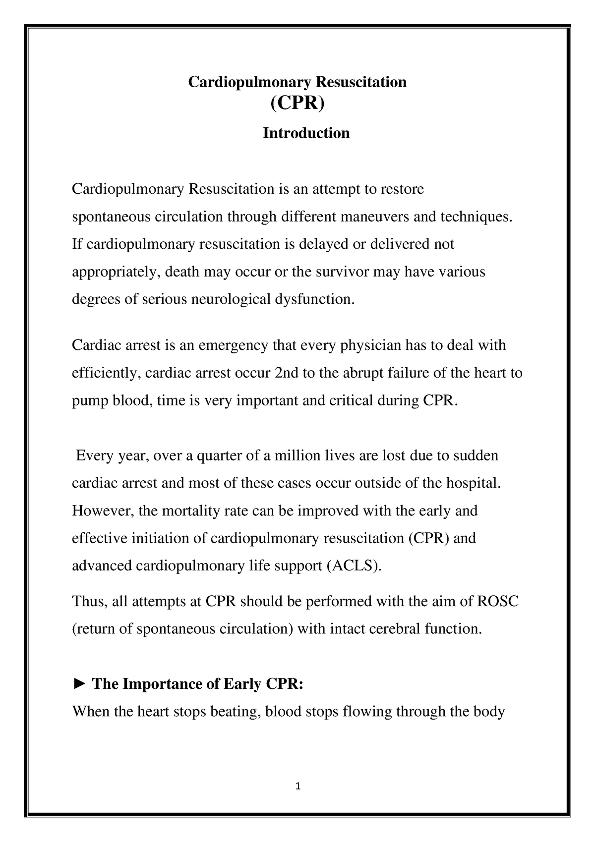 cpr assignment introduction