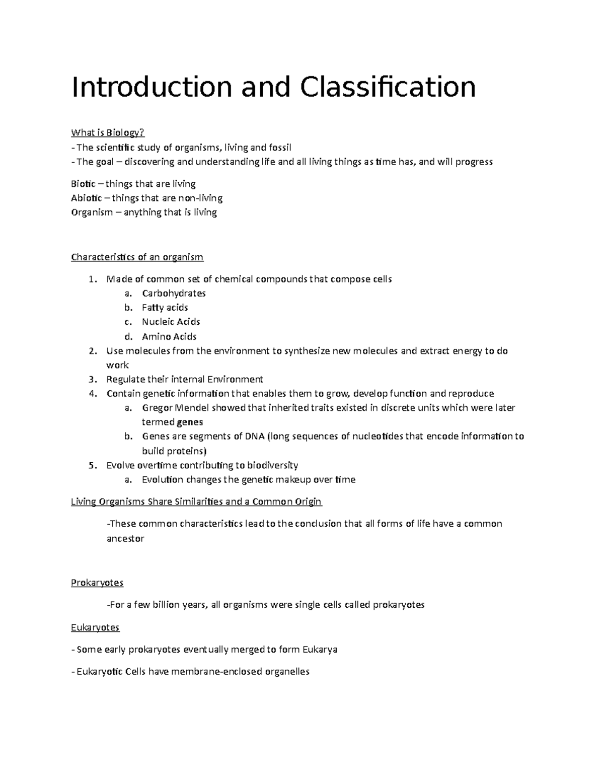 Introduction and Classification Notes - Introduction and Classification ...
