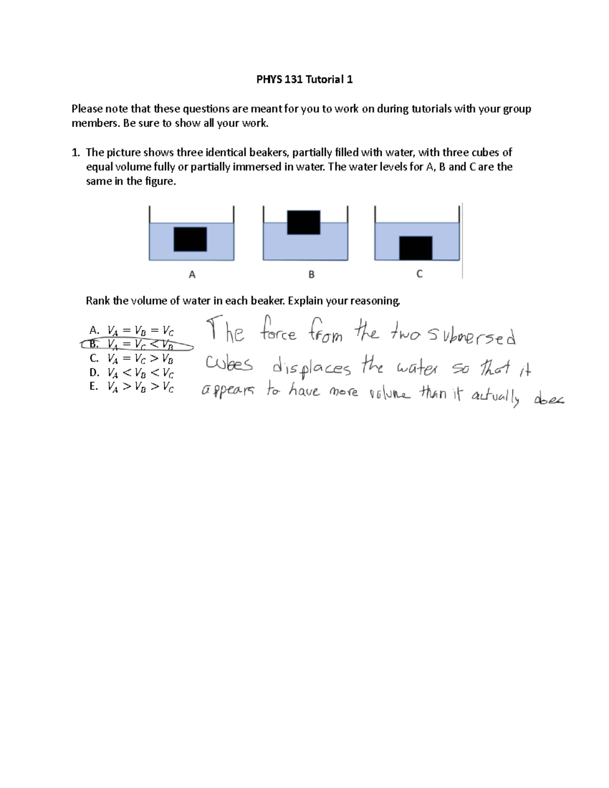 Tutorial+1-Week+2 - PHYS 131 Tutorial 1 Please note that these ques-ons ...