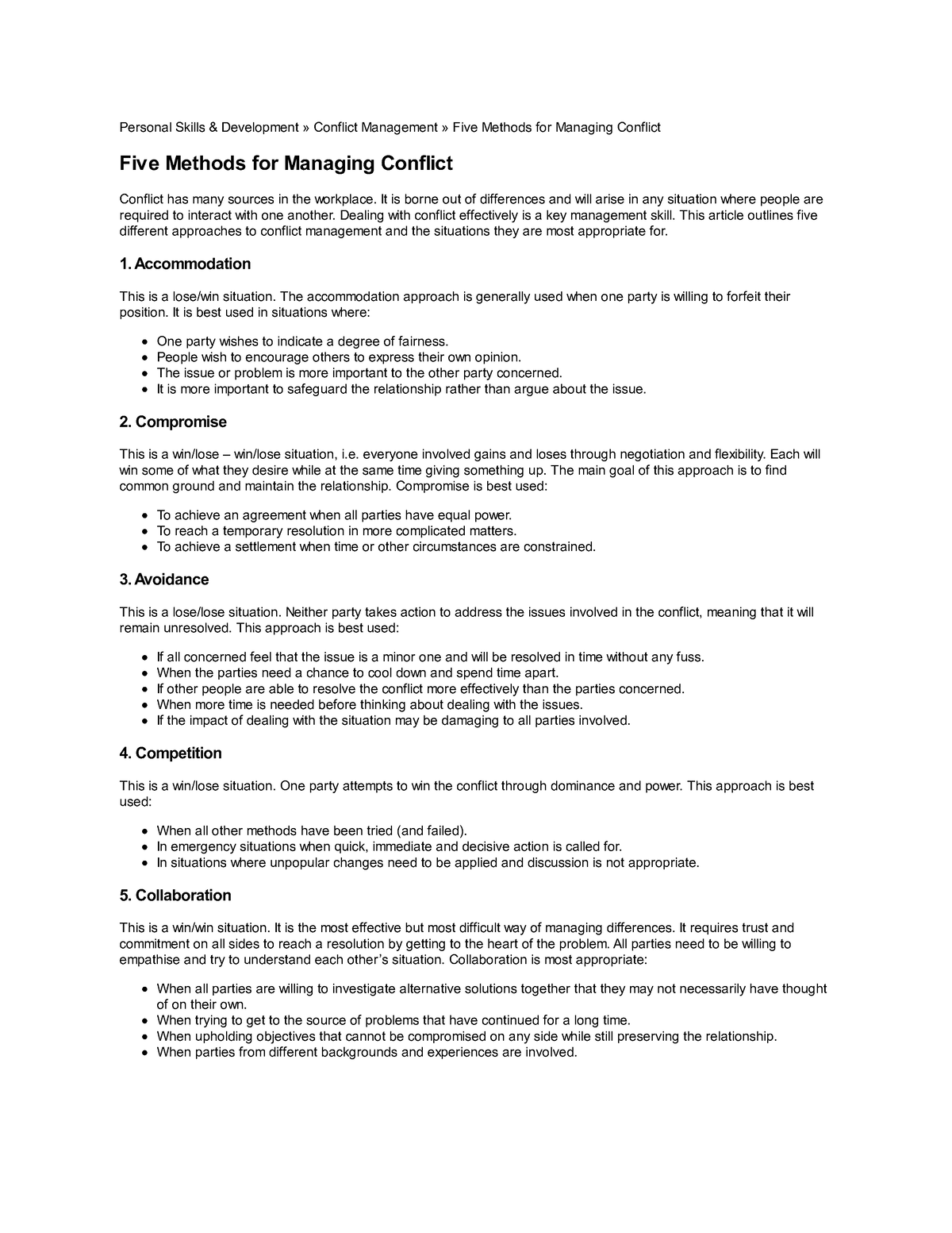 five-methods-for-managing-conflict-personal-skills-development