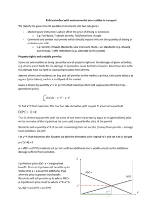 Transport Economics - Lecture Notes All Lectures - Transport Economics ...