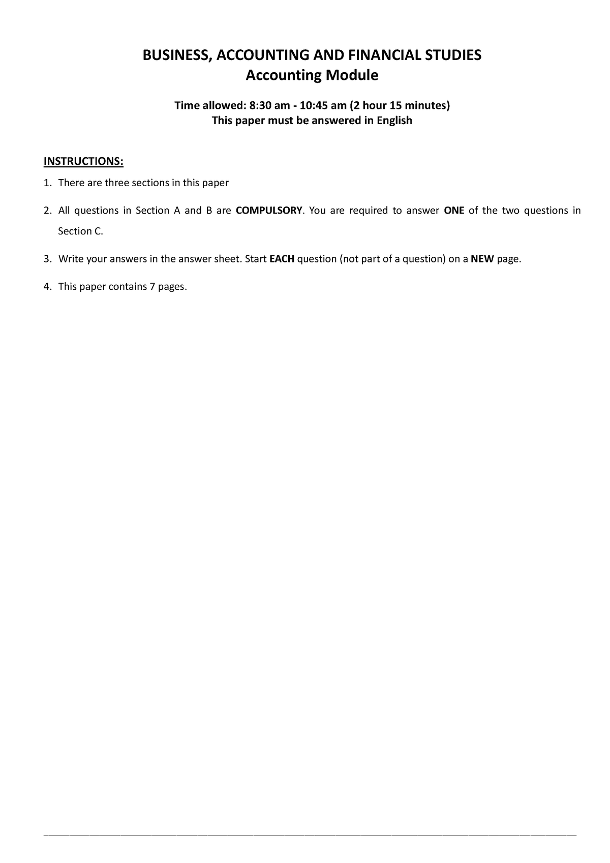 S4 Final Exam Paper (Accounting) - BUSINESS, ACCOUNTING AND FINANCIAL ...