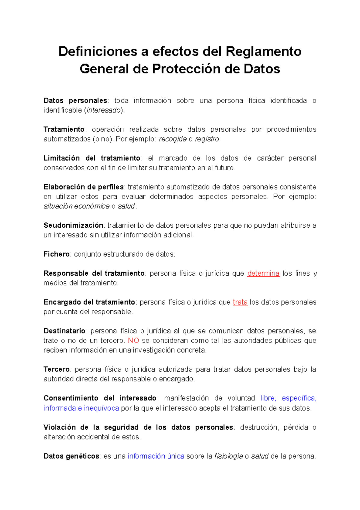 Definiciones RGPD - Definiciones a efectos del Reglamento General de ...