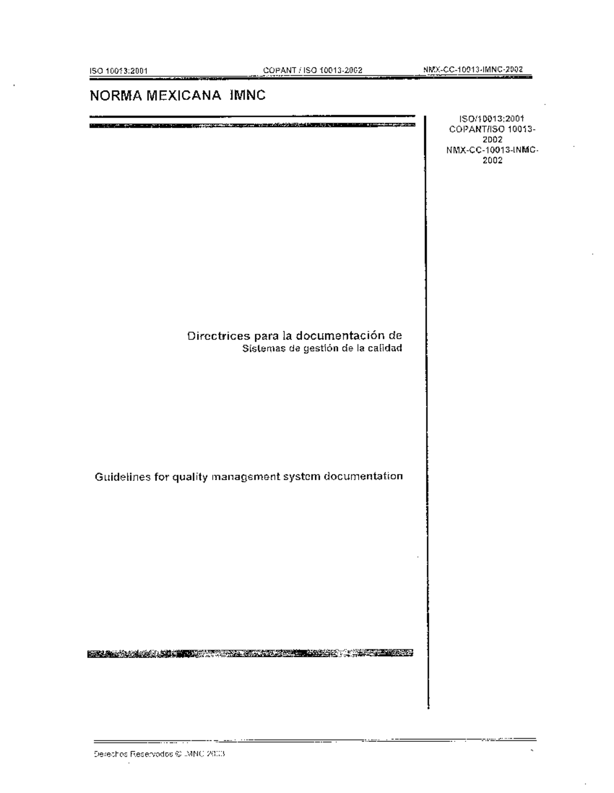 ISO TS 10013 NMX-CC-10013-IMNC-2002 - Calidad Aplicada A La Gestión