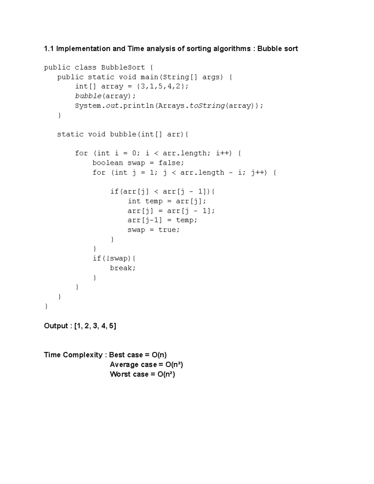 ADA Practical - 1 Implementation and Time analysis of sorting ...