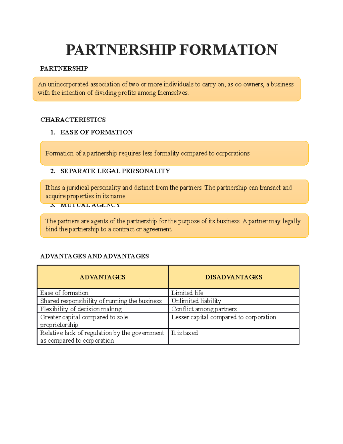 Partnership Formation - PARTNERSHIP FORMATION PARTNERSHIP ...