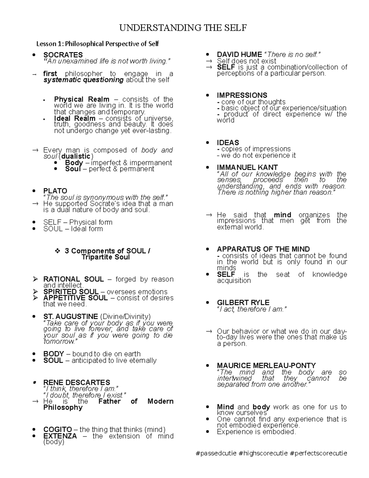 Uself Reviewer Lesson 1 2 - Lesson 1: Philosophical Perspective of Self ...
