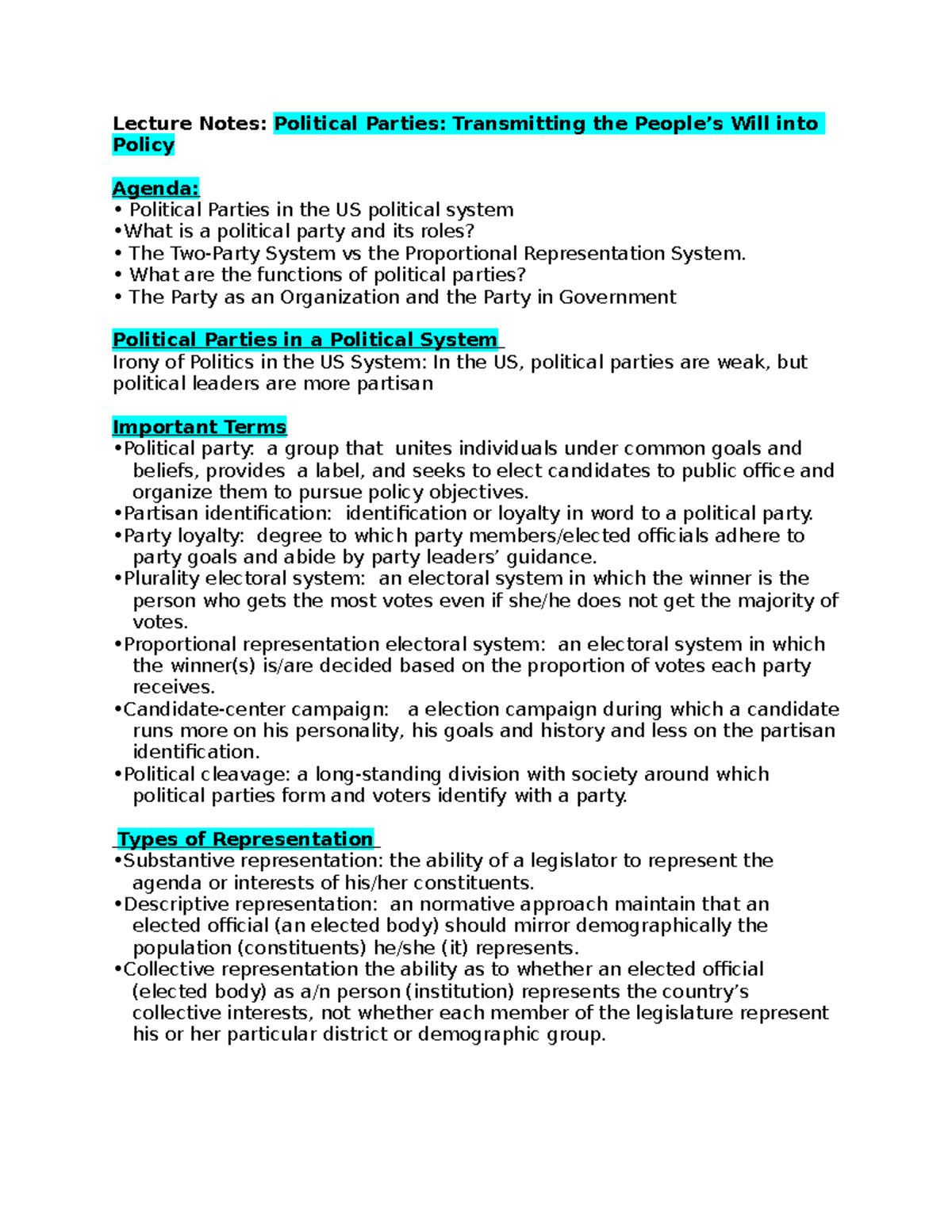 Political Parties-Transmitting the People’s Will into Policy - Lecture ...