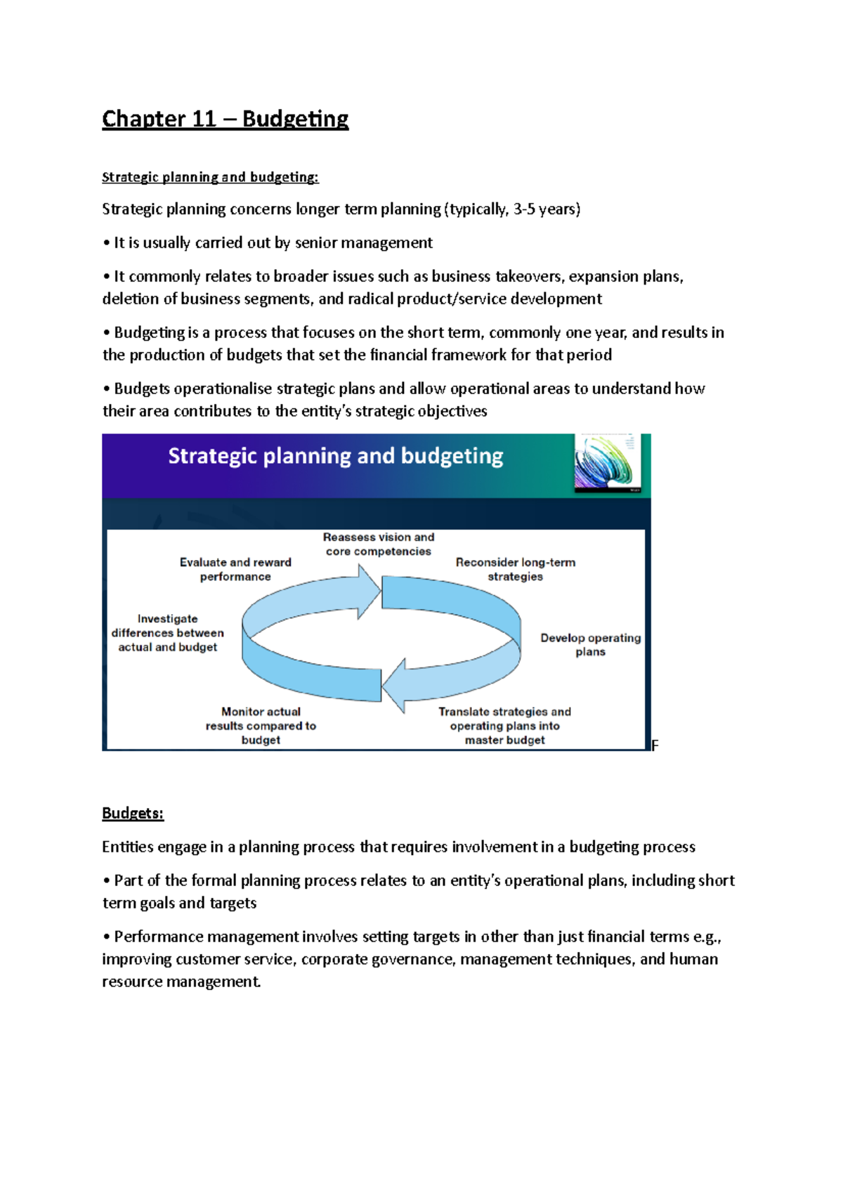 Chapter 11 – Budgeting - Chapter 11 – Budgeting Strategic Planning And ...