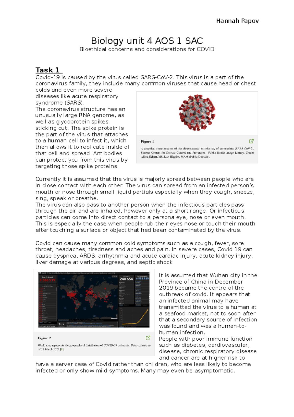 Biology Unit 4 AOS 1 SAC - Bio Assesment Covid - Biology Unit 4 AOS 1 ...