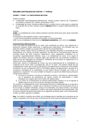 Contab Costos Resumen Final - UNIDAD 1: TEORIA GRAL DEL COSTO Y LA ...