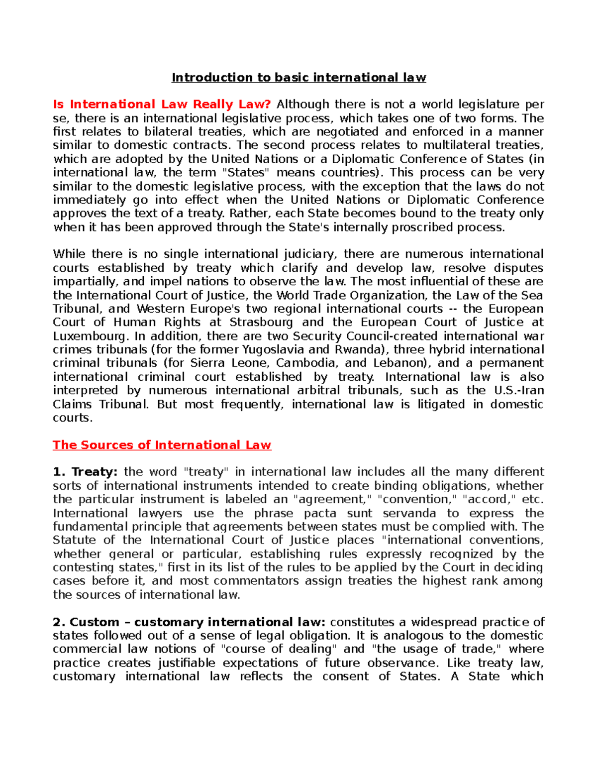 Notes - International crimes - Introduction to basic international law ...