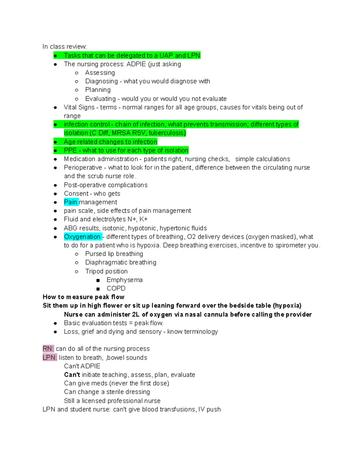 Foundations Final Review Sheet - In class review: Tasks that can be ...