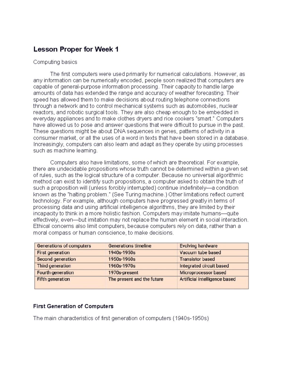 Untitled document - idwdewf - Lesson Proper for Week 1 Computing basics ...