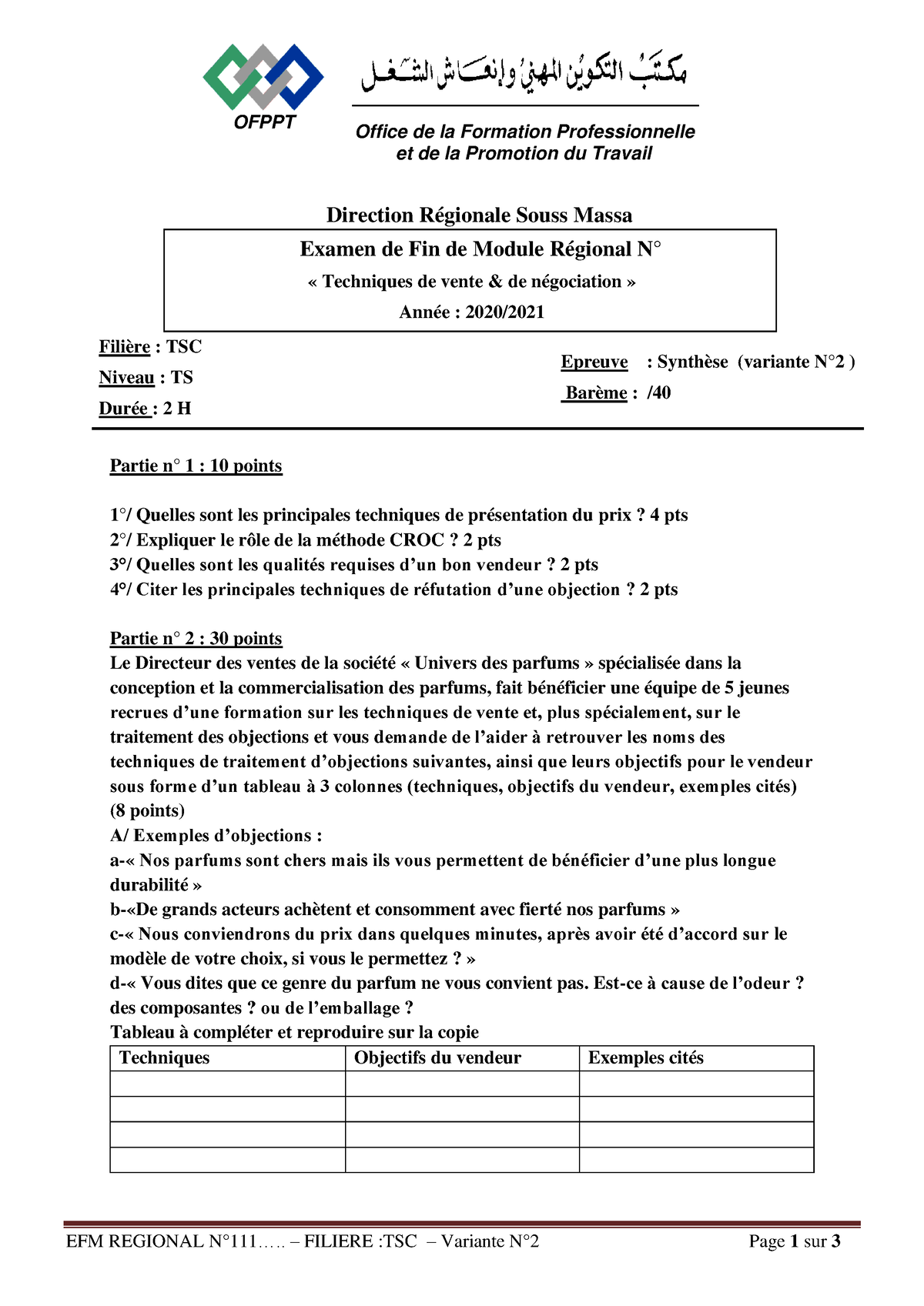 EFM Régional Techniques de vente TSC 1A V2 - EFM REGIONAL N°111 ...