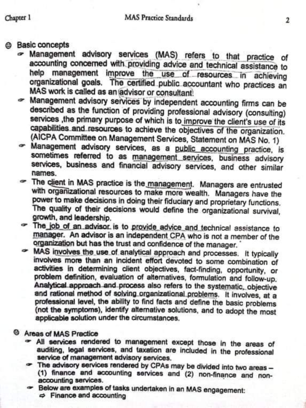 Managament Advisory Services Chapter 1 - 15 - Accounting - Studocu