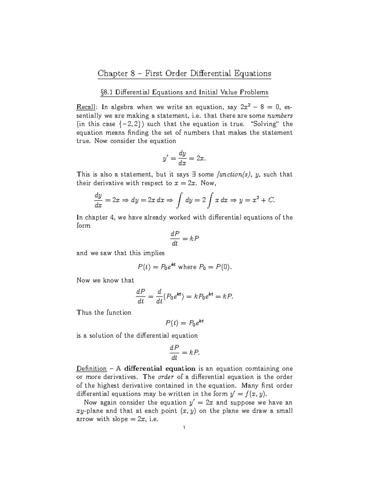 First Order Differential Equations Engineering Mathematics