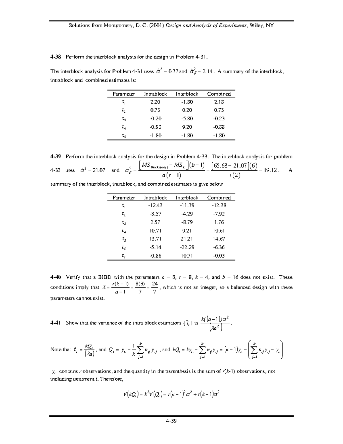 Solutions 6th edition-7 - ####### 4-38 Perform the interblock analysis ...